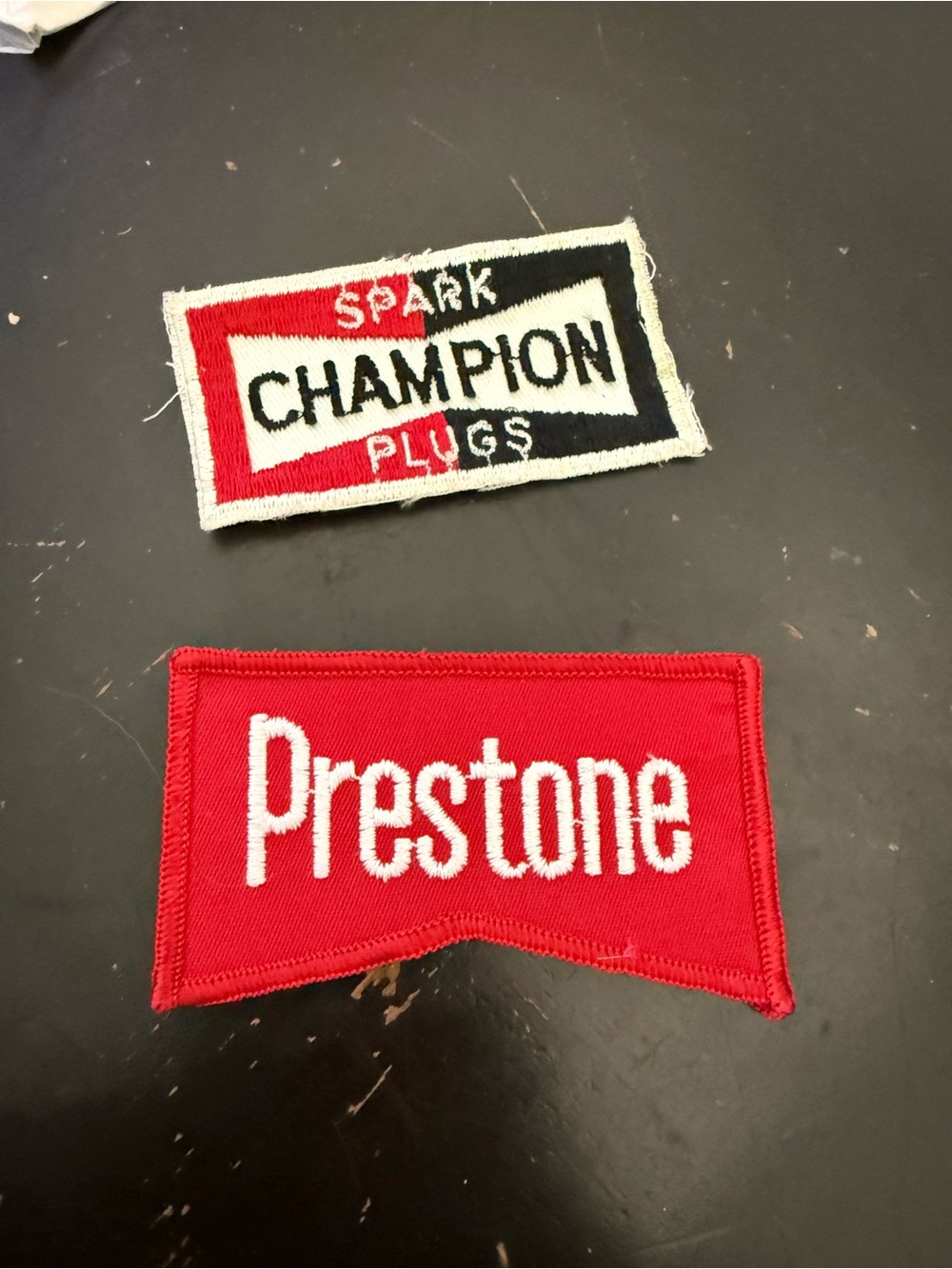 Champion Plugs / Preston’s Rectangular Embroidered Patch in Red, Black & White